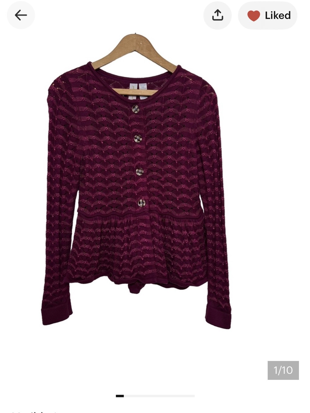 MATILDA JANE Paint by Numbers Grape Leaf Cardigan Medium